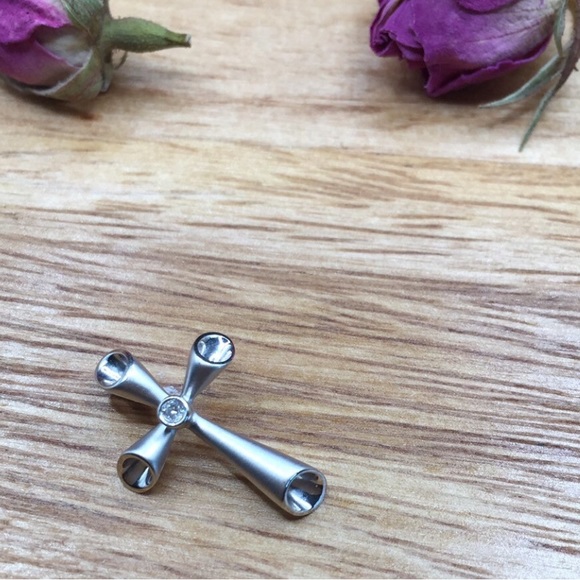 Diamond cross and 14kt white gold - Picture 4 of 6